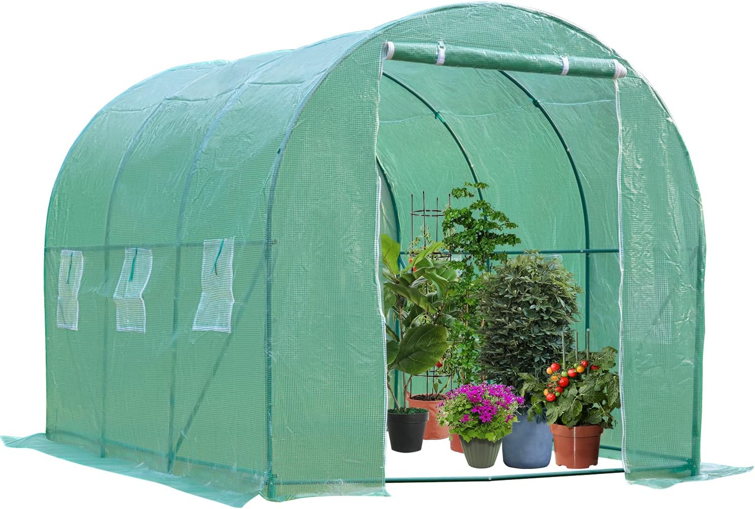 Spacious Portable Greenhouse | Observ. Windows & Roll-up Door