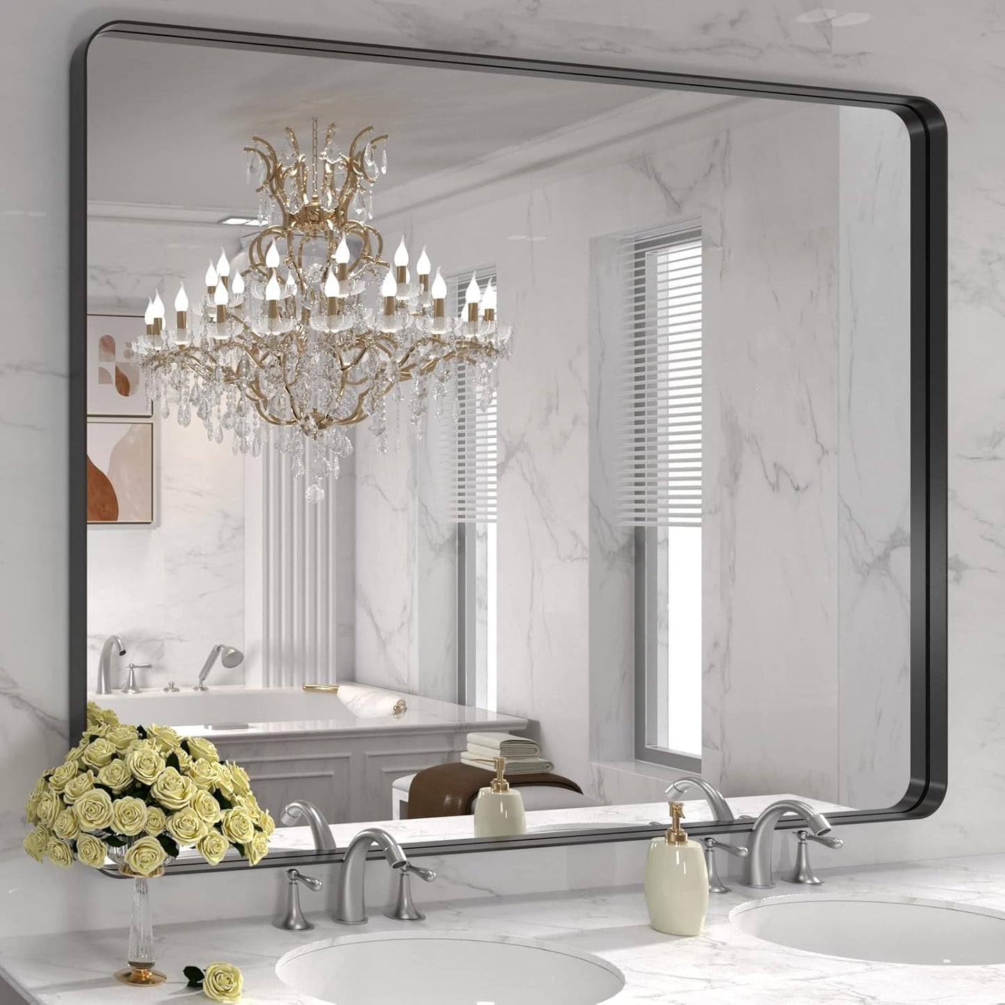 LOAAO 48x36 Inch Black Metal Framed Bathroom Mirror Review