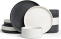 Famiware Star Dinnerware Set 12pc - Ribbed Stoneware for Everyday Use