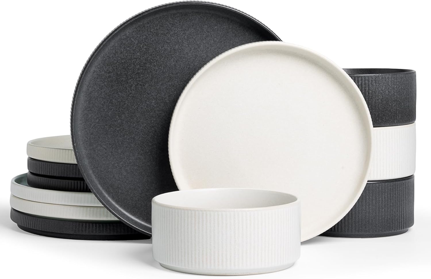 Famiware Star Dinnerware Set - Unique Ribbed Stoneware Dishes