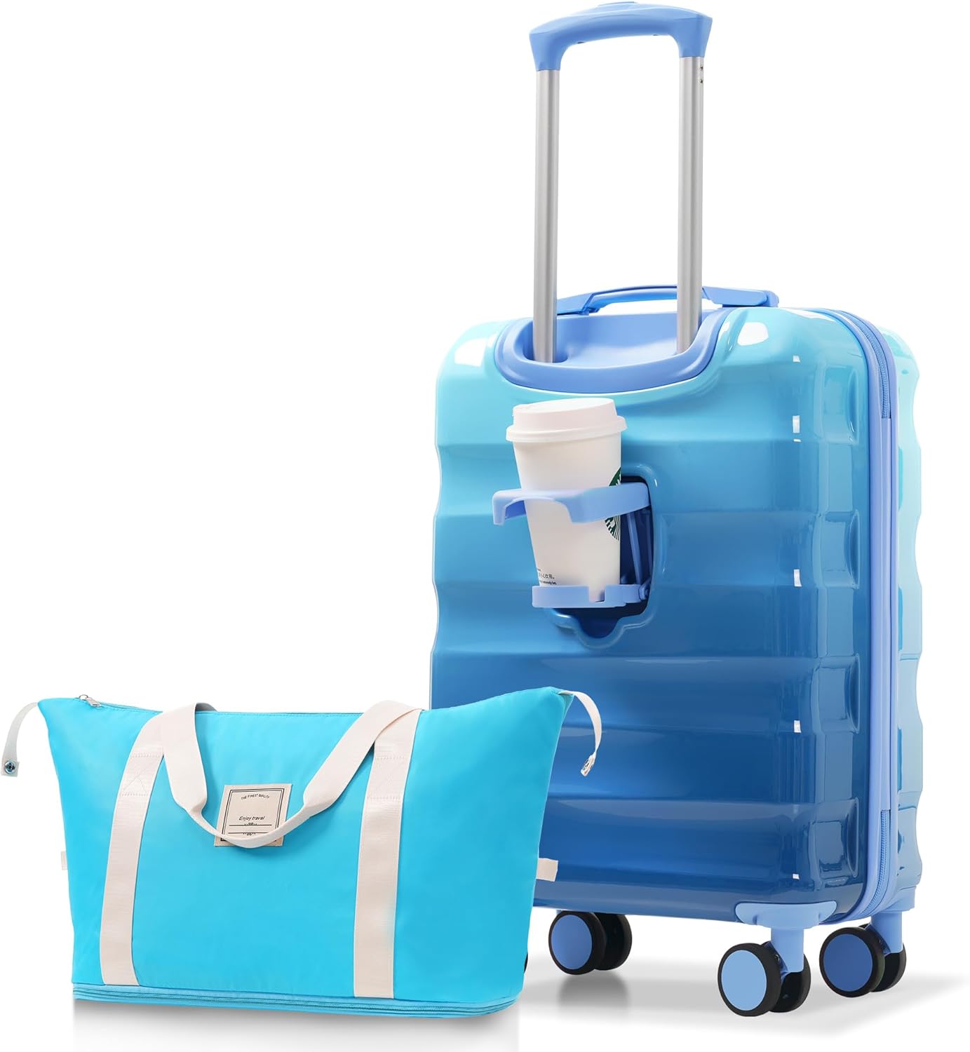 Merax 20in Carry-On Luggage Set with Detachable Makeup Case