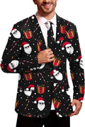 Men's Christmas Blazer with Tie - Festive Ugly X-Mas Jacket Clothing