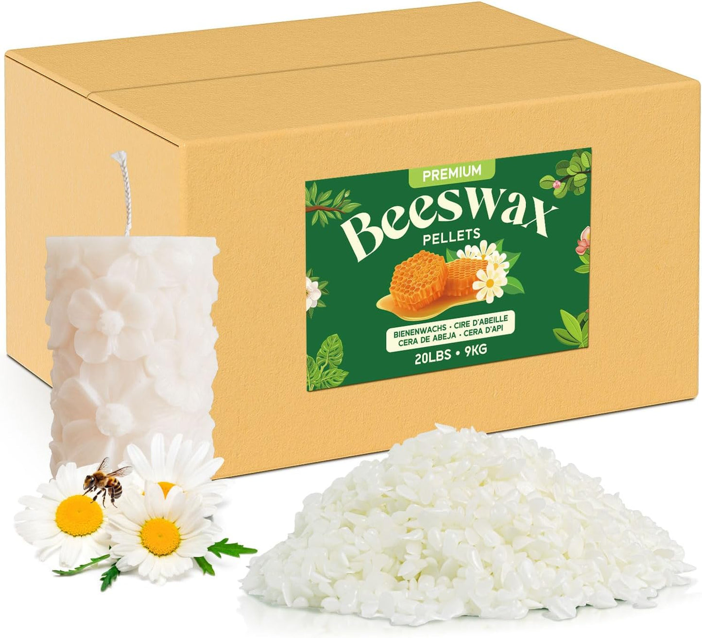 Pure Natural Beeswax Pellets for Candle Making & DIY Projects