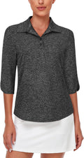 Womens Golf Shirt 3/4 Sleeve Polo - Quick Dry UPF 50