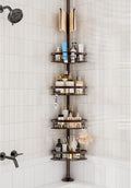 Rustproof Shower Corner Caddy Shelf for Bathroom - 4 Tier Tension Pole