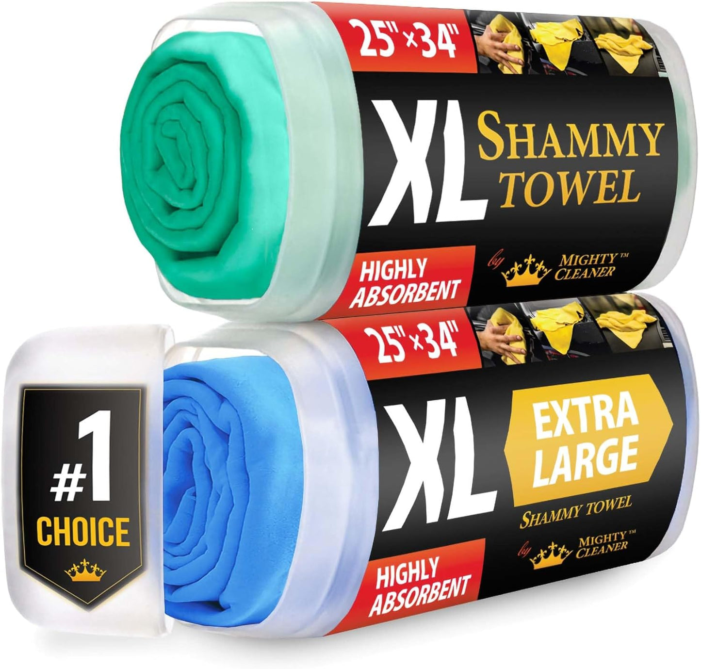 Premium XL Shammy Towel for Car Drying - Super Absorbent 2pk