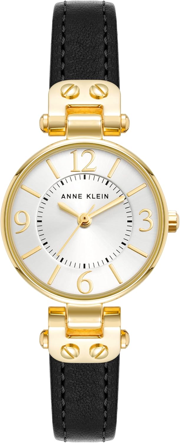 Anne Klein Women's Leather Strap Watch with Mother-of-Pearl Dial