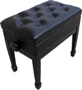 Adjustable Artist Piano Bench Stool in Ebony with Music Storage