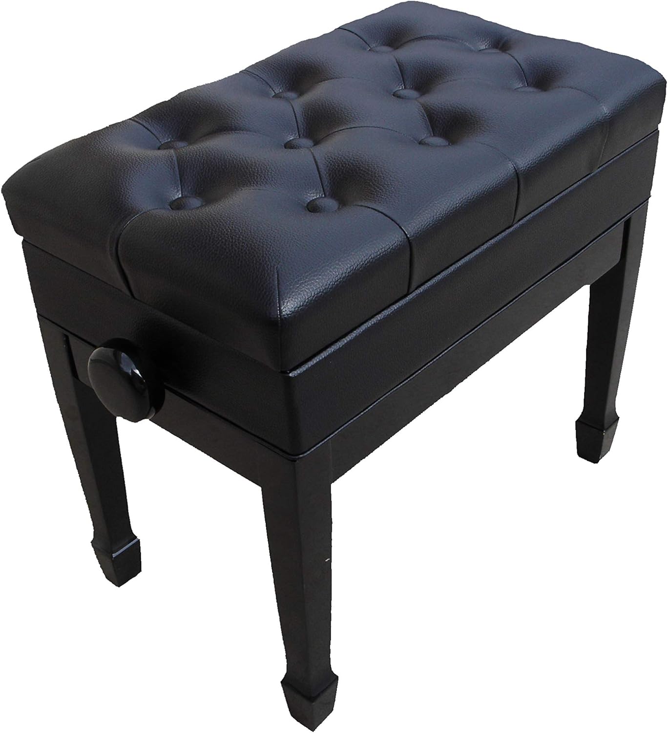 Adjustable Artist Piano Bench Stool with Music Storage in Ebony