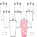 40 Oz Acrylic Snowglobe Tumbler with Handle - 8 Pack Pre-Drilled Clear