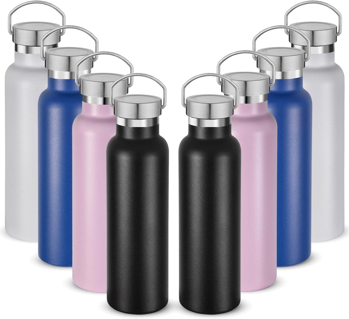 Neihepal 20 oz Insulated Water Bottles Bulk 8 Pack for All
