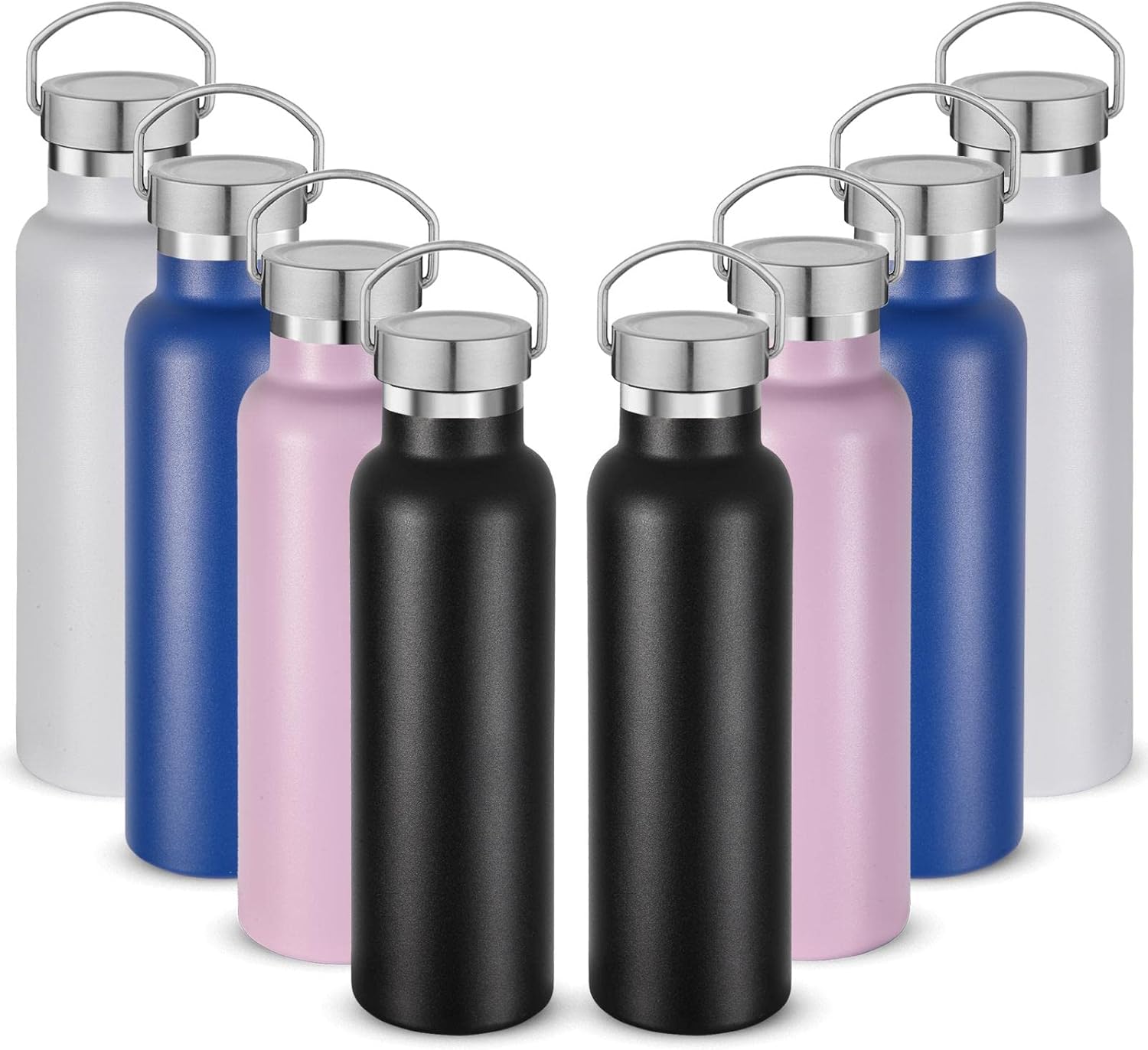 Neihepal 20 oz Insulated Water Bottles Bulk 8 Pack for All