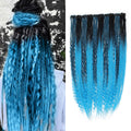 24 in Clip in Dreadlock Extensions for Women 1B/Blue - Easy Clip-On