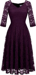 Long-Sleeve A-Line Lace Bridesmaid Dress for Women - Midi Elegance