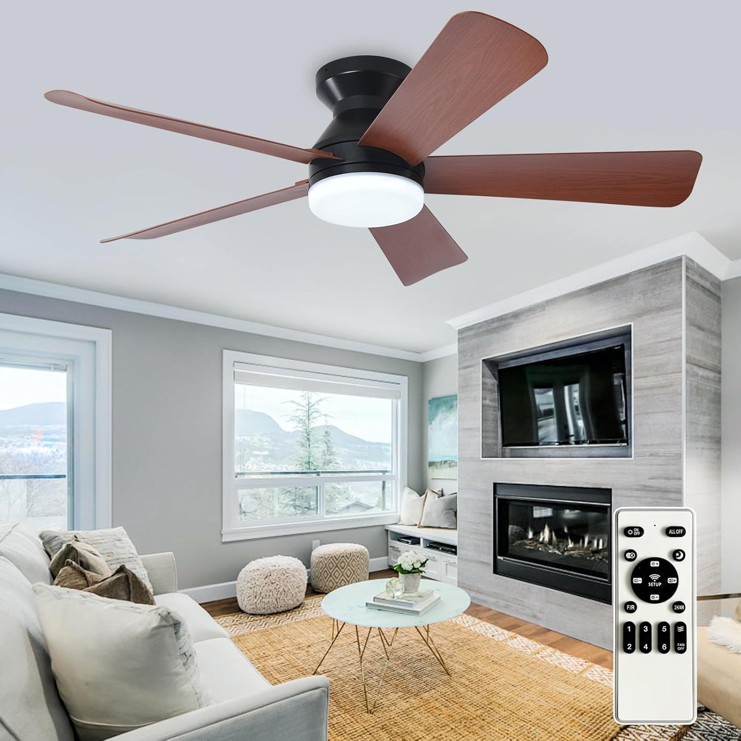 Depuley 42-Inch Modern Ceiling Fan with Light for Indoor Outdoor