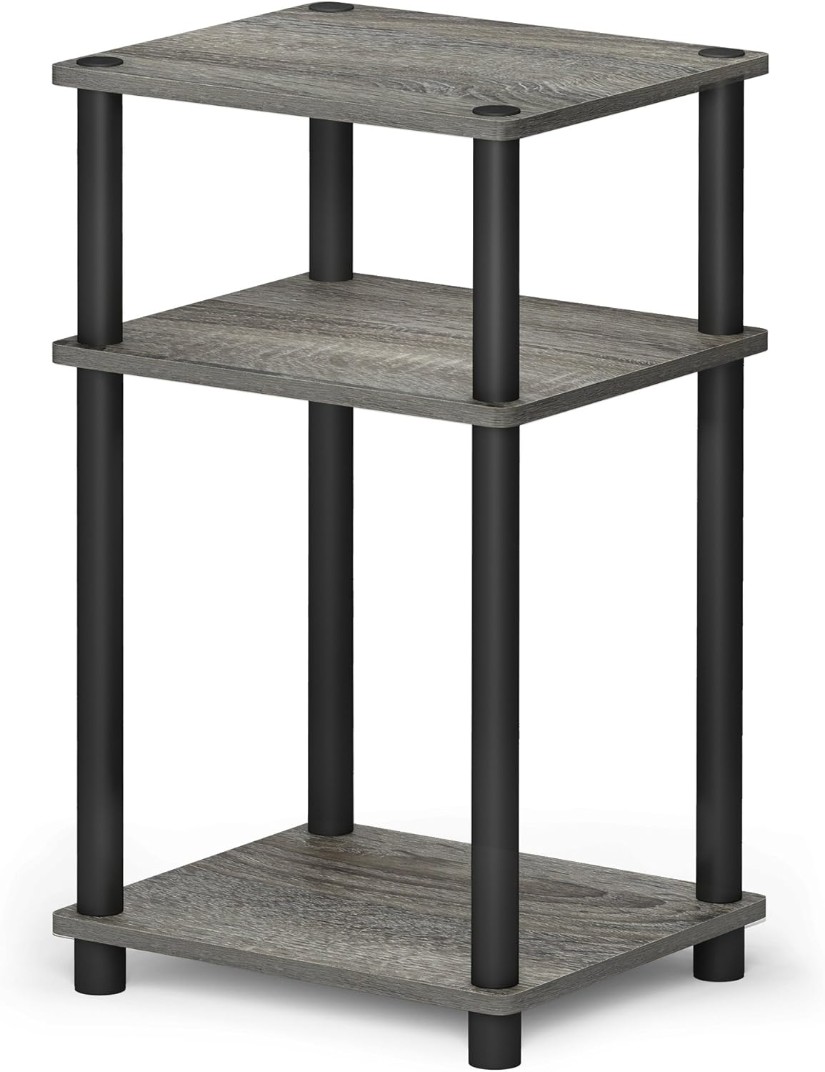 Space-Saving 3-Tier End Table in French Oak Grey/Black