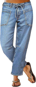 Flamingals Mid Waist Straight Leg Cropped Jeans - Tailored Comfort