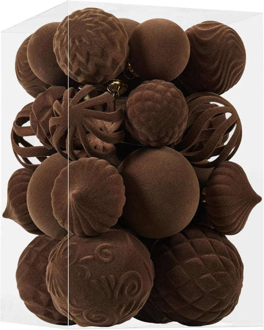 30pcs Velvet Christmas Ball Ornaments for Festive Decor