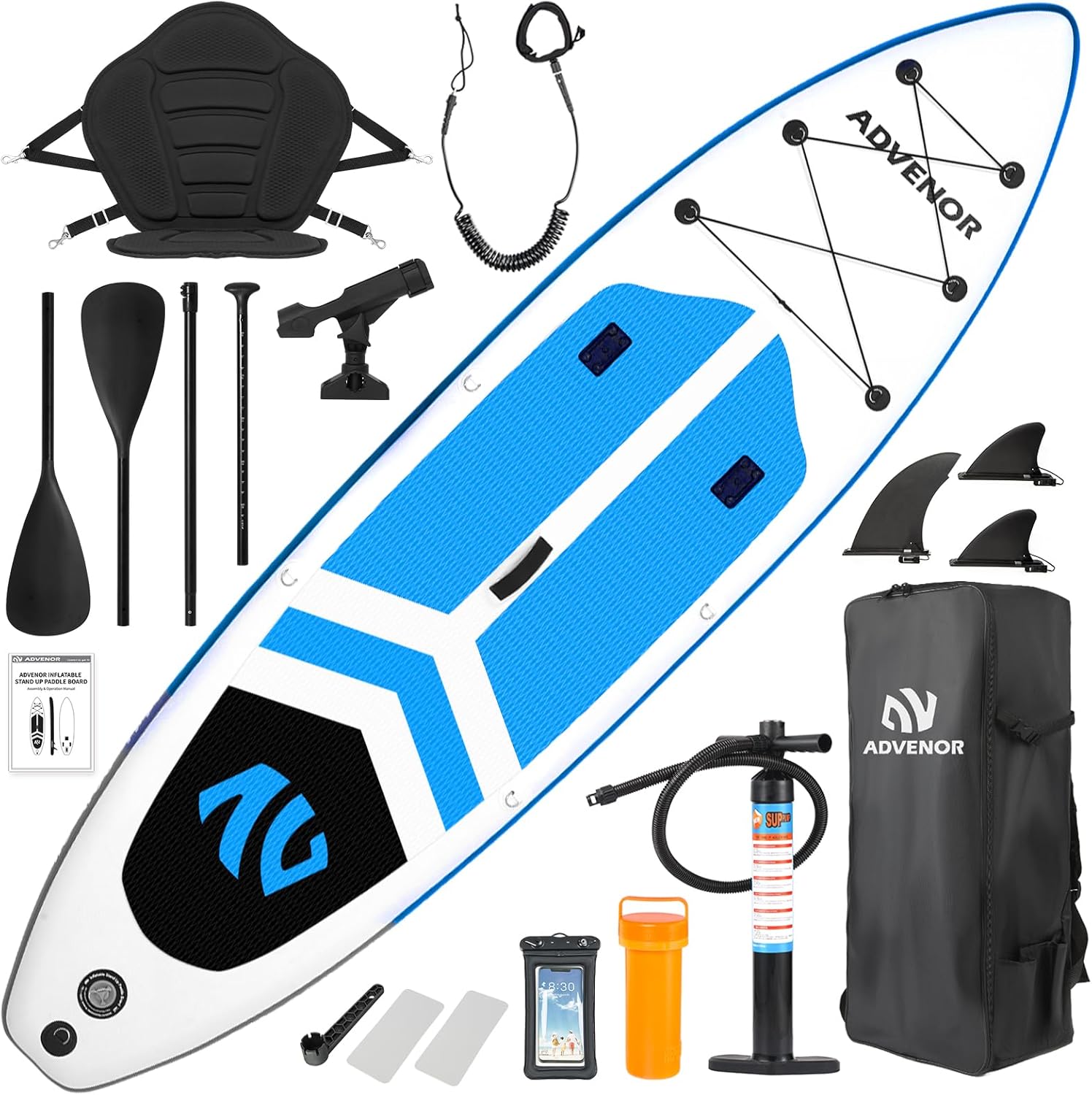 ADVENOR Inflatable Stand Up Paddle Board 11ftx33ft for Fishing