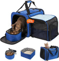 Cat Carrier with Litter Box, Expandable Travel Carrier for Car - Blue