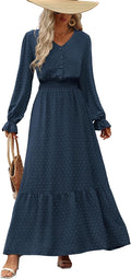 PRETTYGARDEN Women's Maxi Dress 2025 - Flowy Swiss Dot A-Line