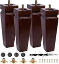 Square Wood Furniture Legs Set of 4 - 8 in Wooden Replacement Feet
