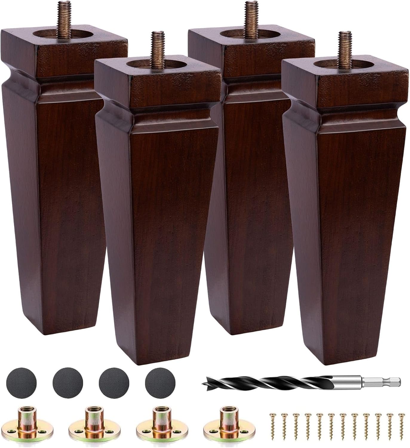 Square Wood Furniture Legs Set of 4 for Couch and Bed