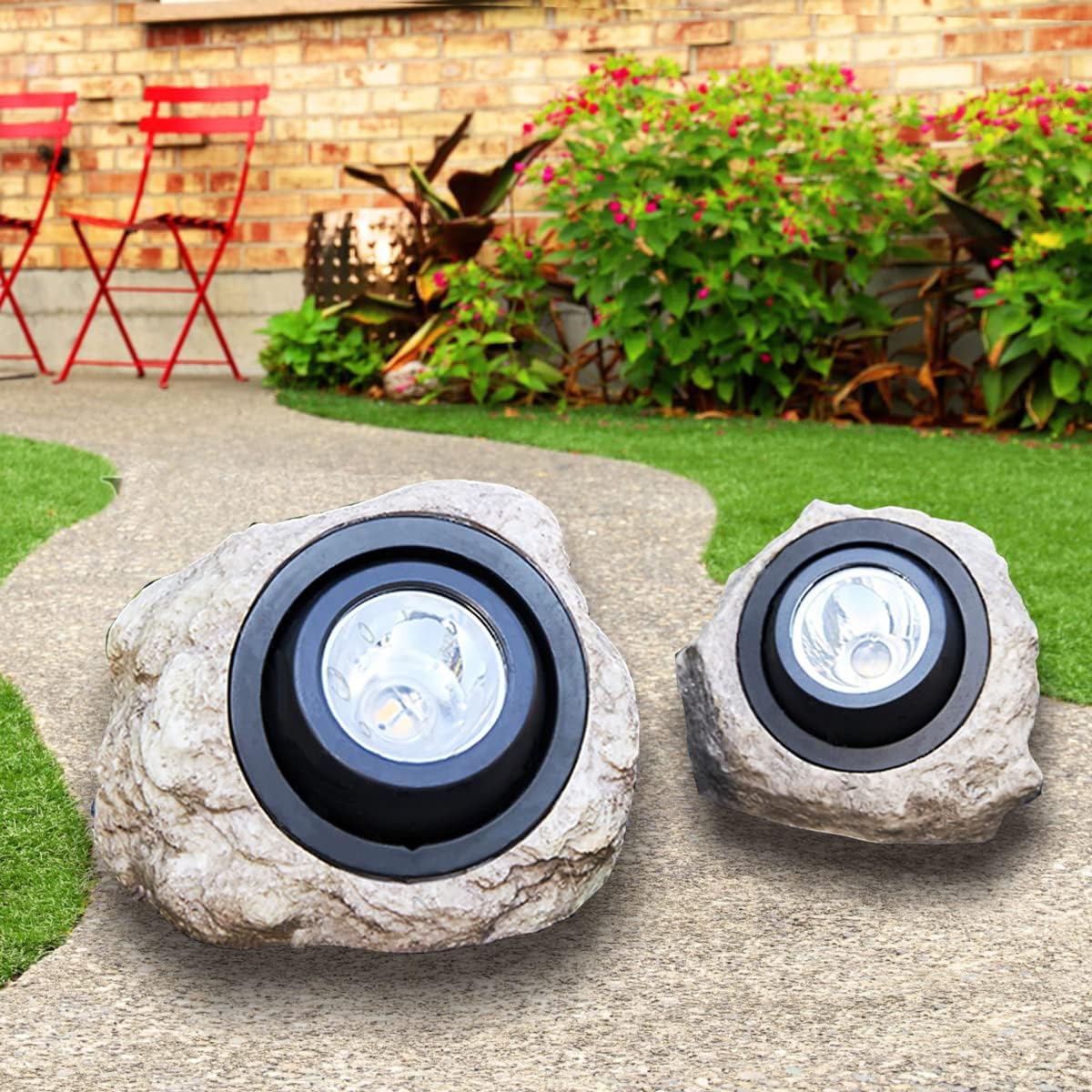 GOODFOEVER Rock Solar Garden Lights for Outdoor Pathway Use