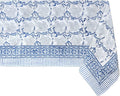 Santorini 100% Cotton Fall Tablecloth 60 x 108 in - Handblock Blue