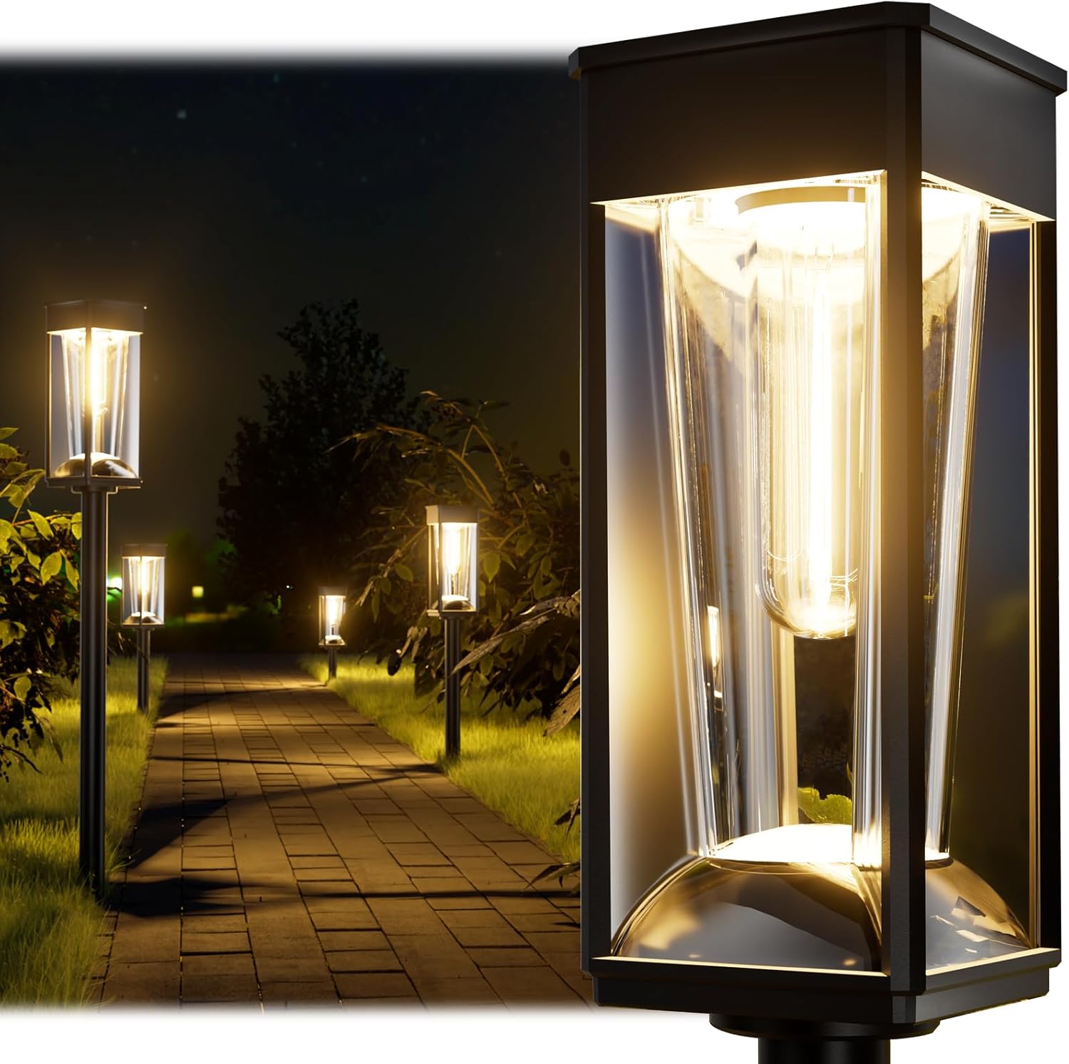 Solar Lights Outdoor Pathway 4 Pack 2-in-1 Warm & Cool Light