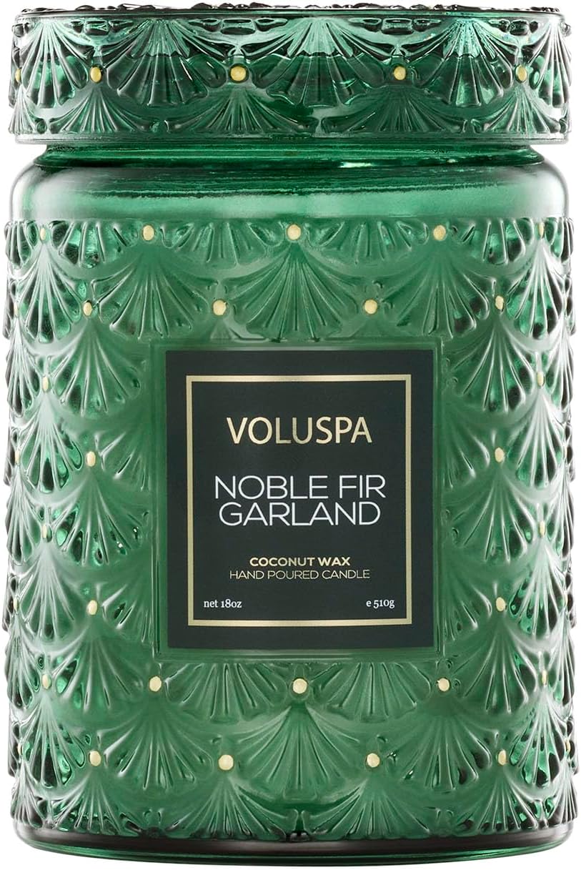 Noble Fir Garland Large Candle Jar for Holiday Ambiance