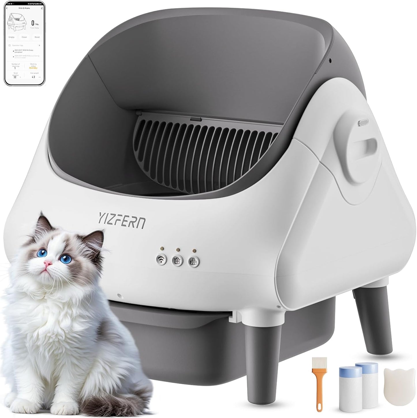 Self Cleaning Litter Box for Multiple Cats with App Control