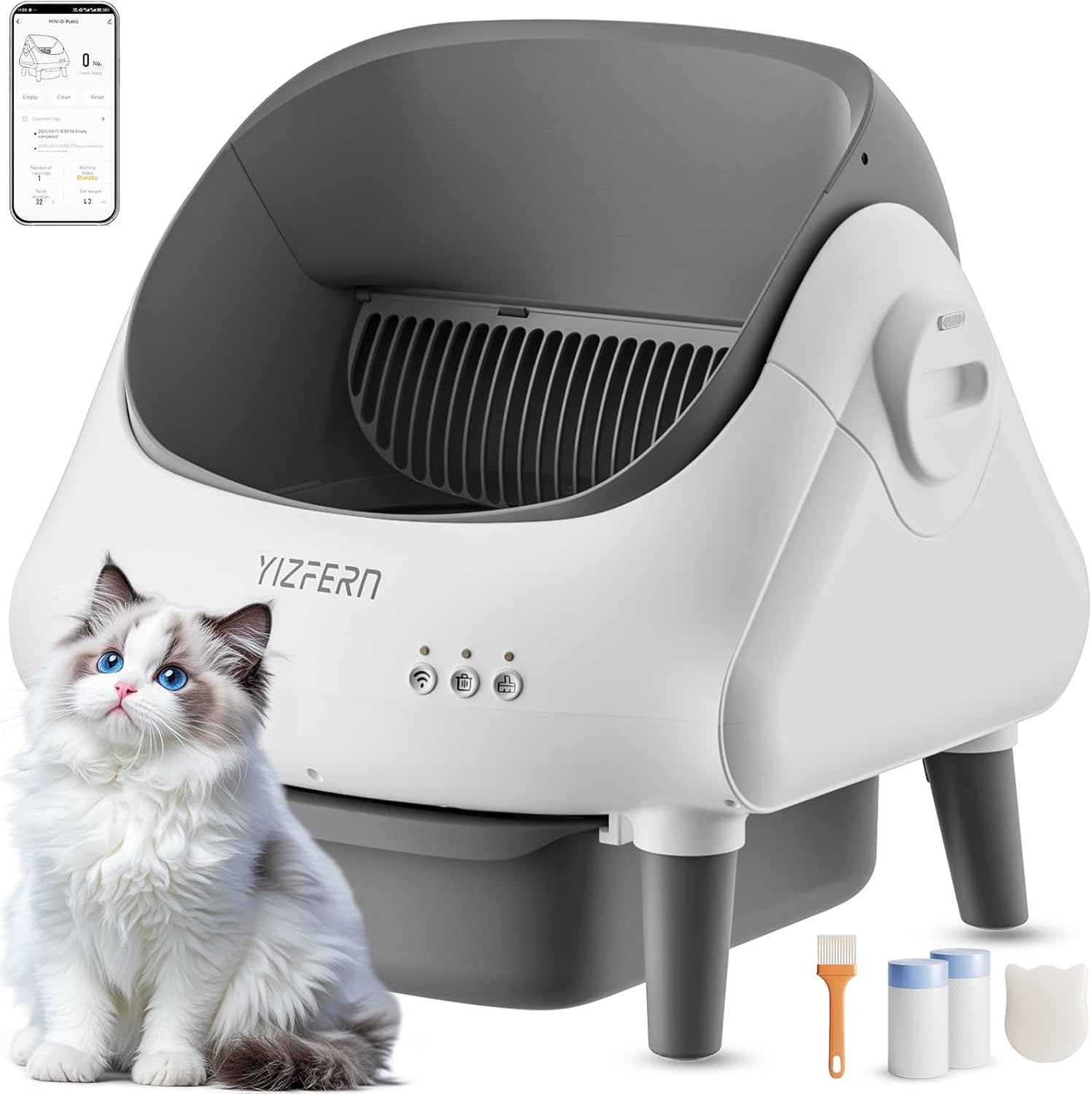 Self Cleaning Litter Box for Multiple Cats with App Control