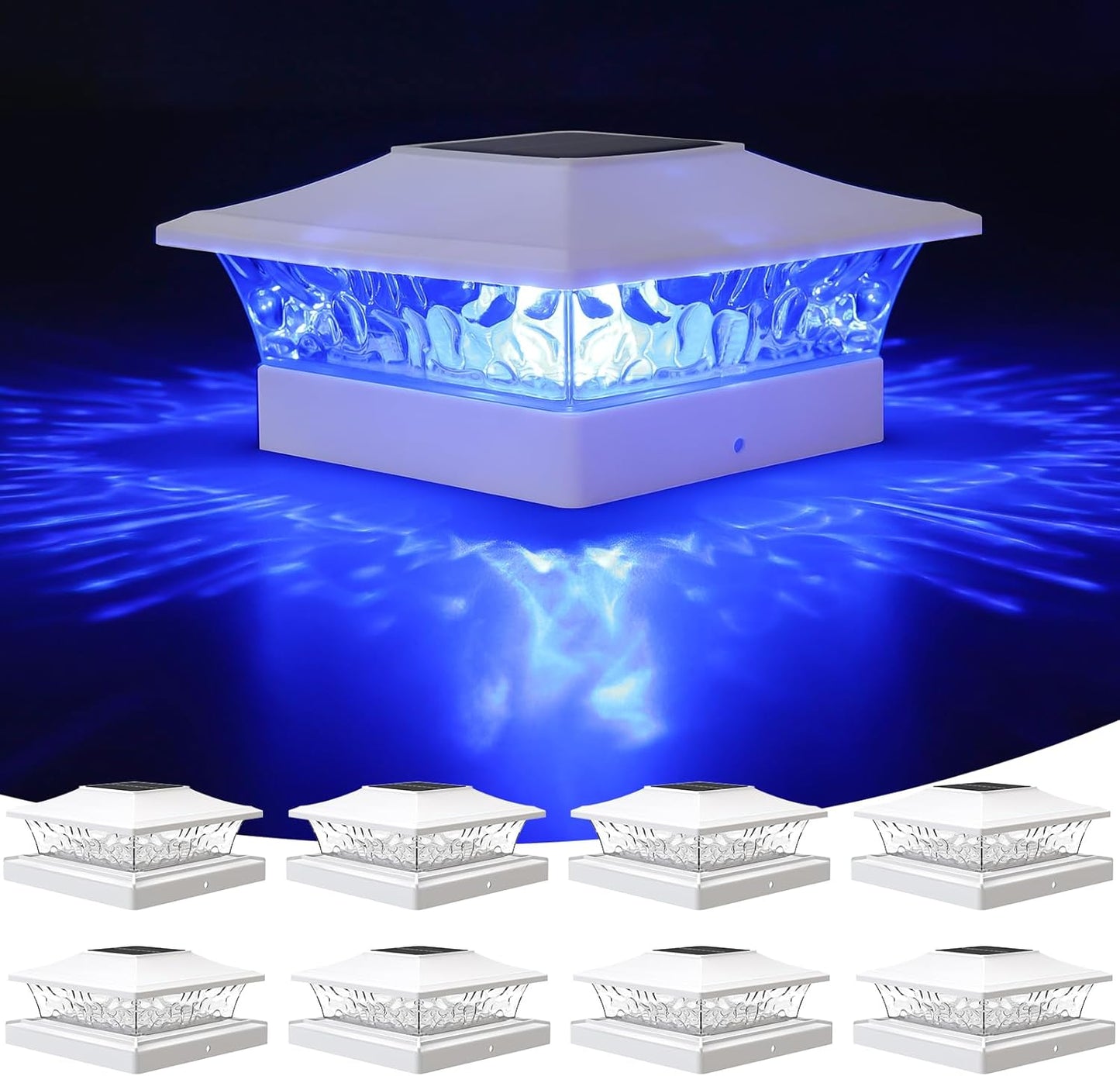 VOLISUN Solar Post Cap Light 8Pack - RGB Color Changing Outdoor