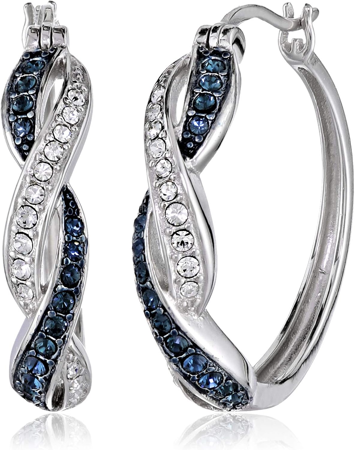 Twisted Crystal Hoop Earrings in Sterling Silver for Women