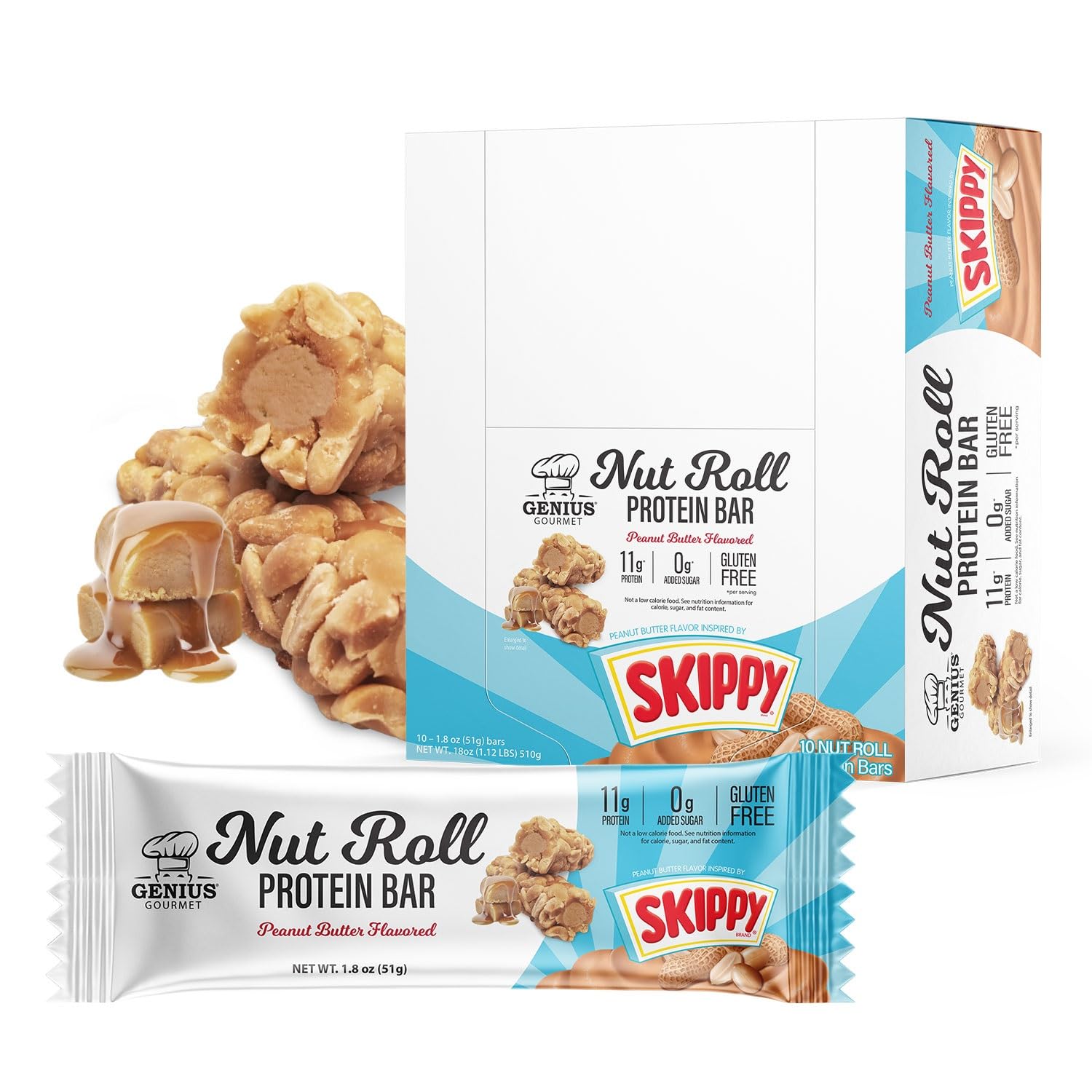 Genius Gourmet SKIPPY Inspired Peanut Butter Protein Nut Roll Bar