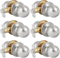 HOSOM Passage Door Knob 6 Pack Satin Nickel - Easy Install, Reversible