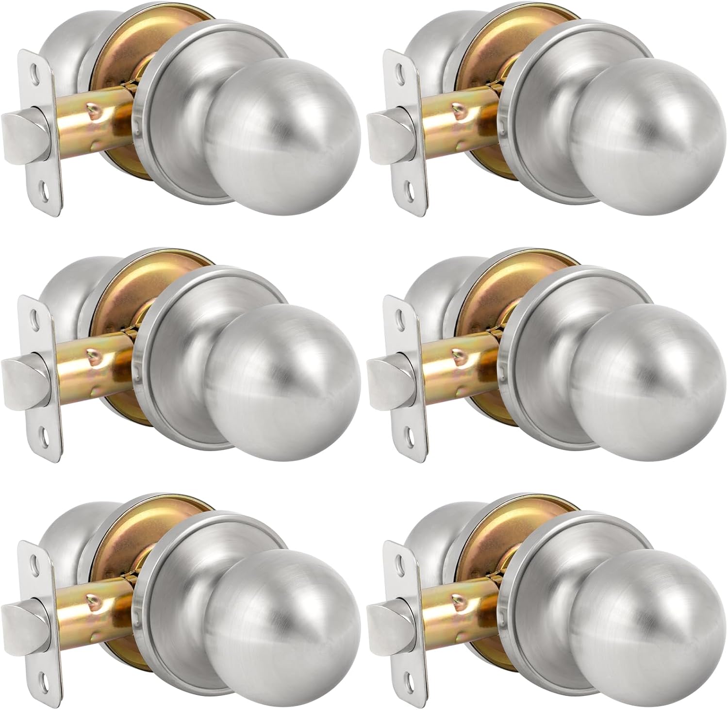 HOSOM Passage Door Knob Set - Keyless Satin Nickel Knobs