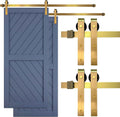 Gold Barn Door Hardware Kit Adjustable Length Sliding Track - Modern