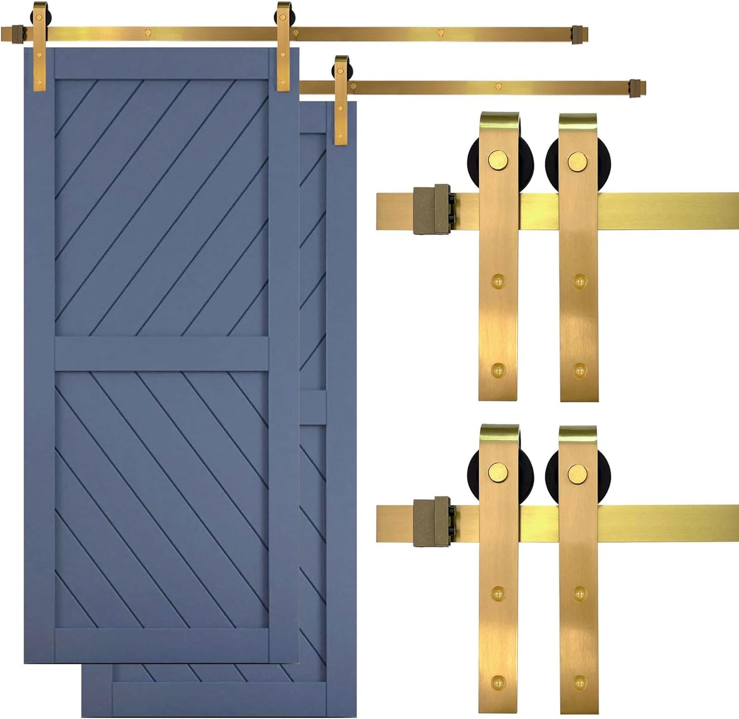 Rio Salto Gold Barn Door Hardware Kit for Modern Interiors