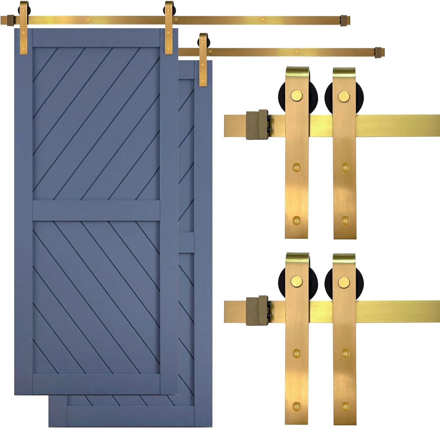 Rio Salto Gold Barn Door Hardware Kit for Modern Interiors