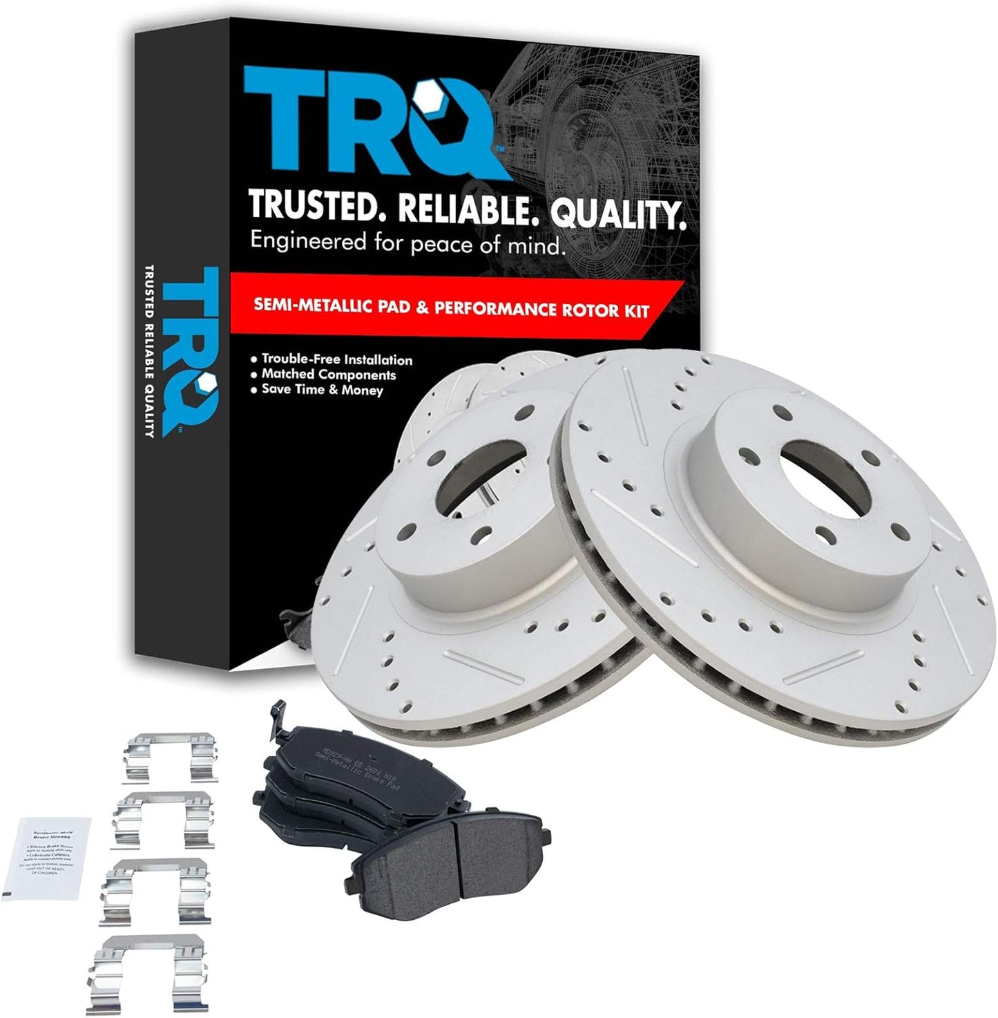 TRQ Front Performance Brake Pad & Rotor Kit for Subaru Vehicles