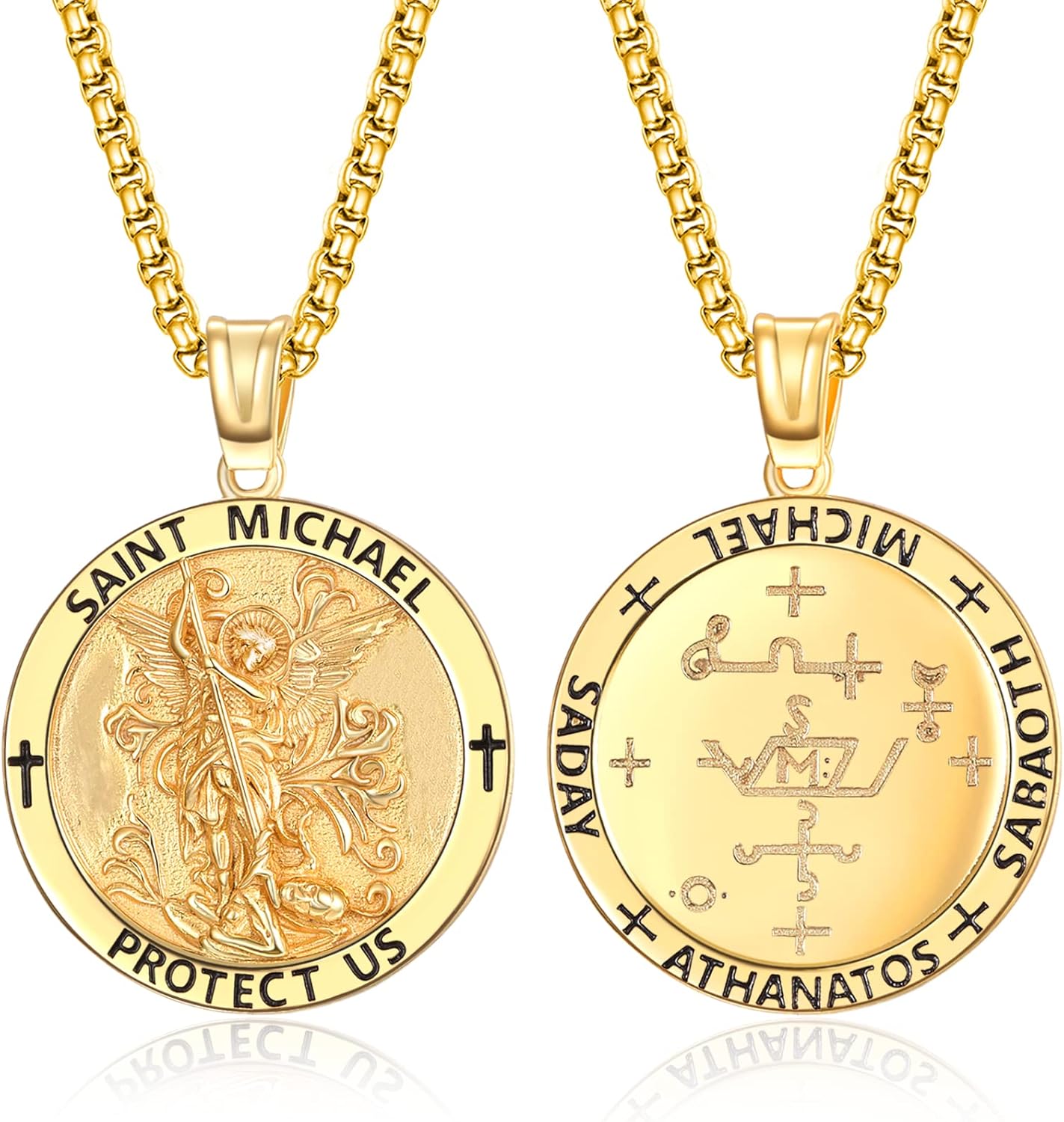 925 Sterling Silver Patron Saint Medals Amulet Necklace for Men