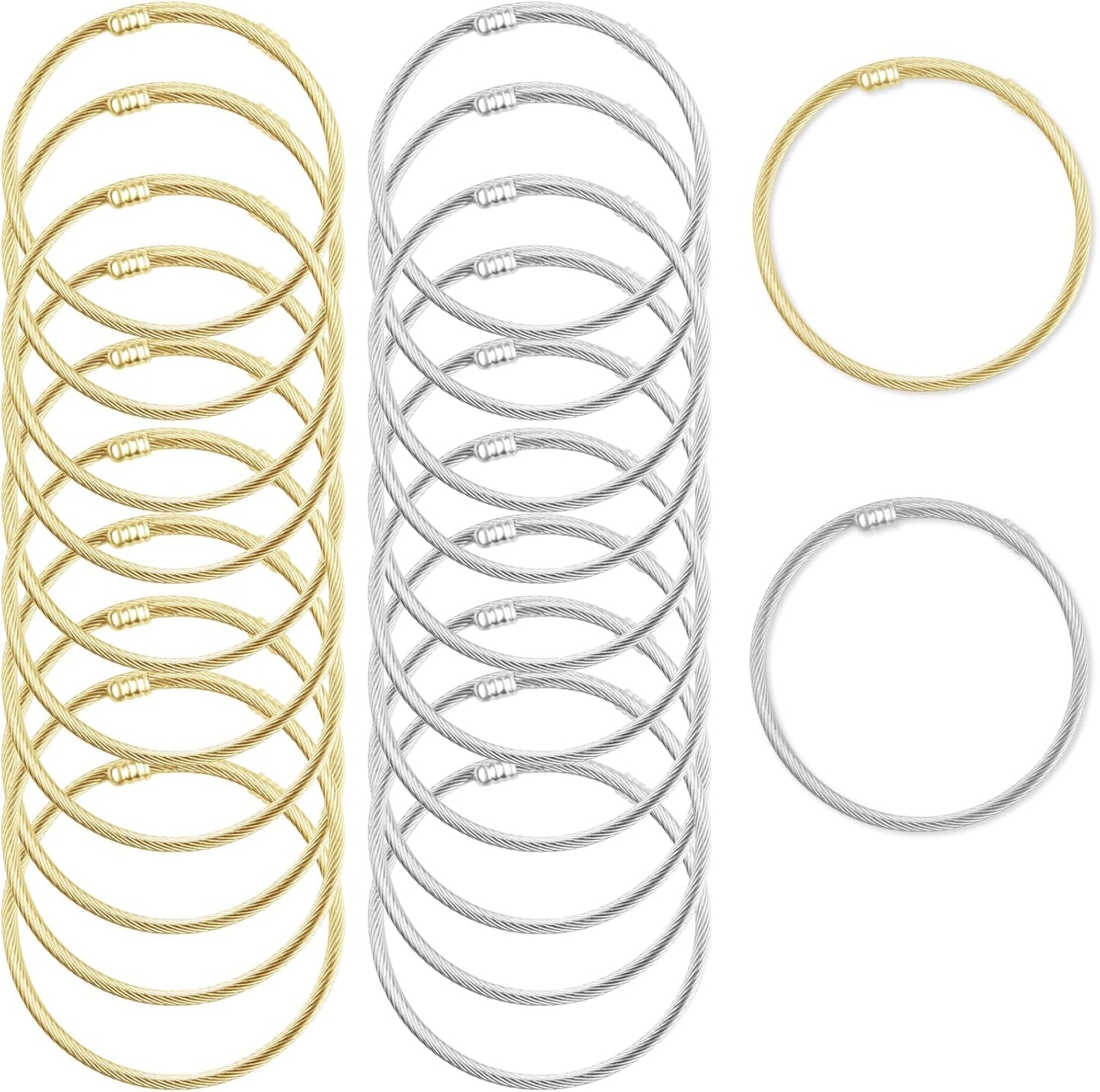 Stylish Stainless Steel Bracelet Set for Women - 20 Pcs