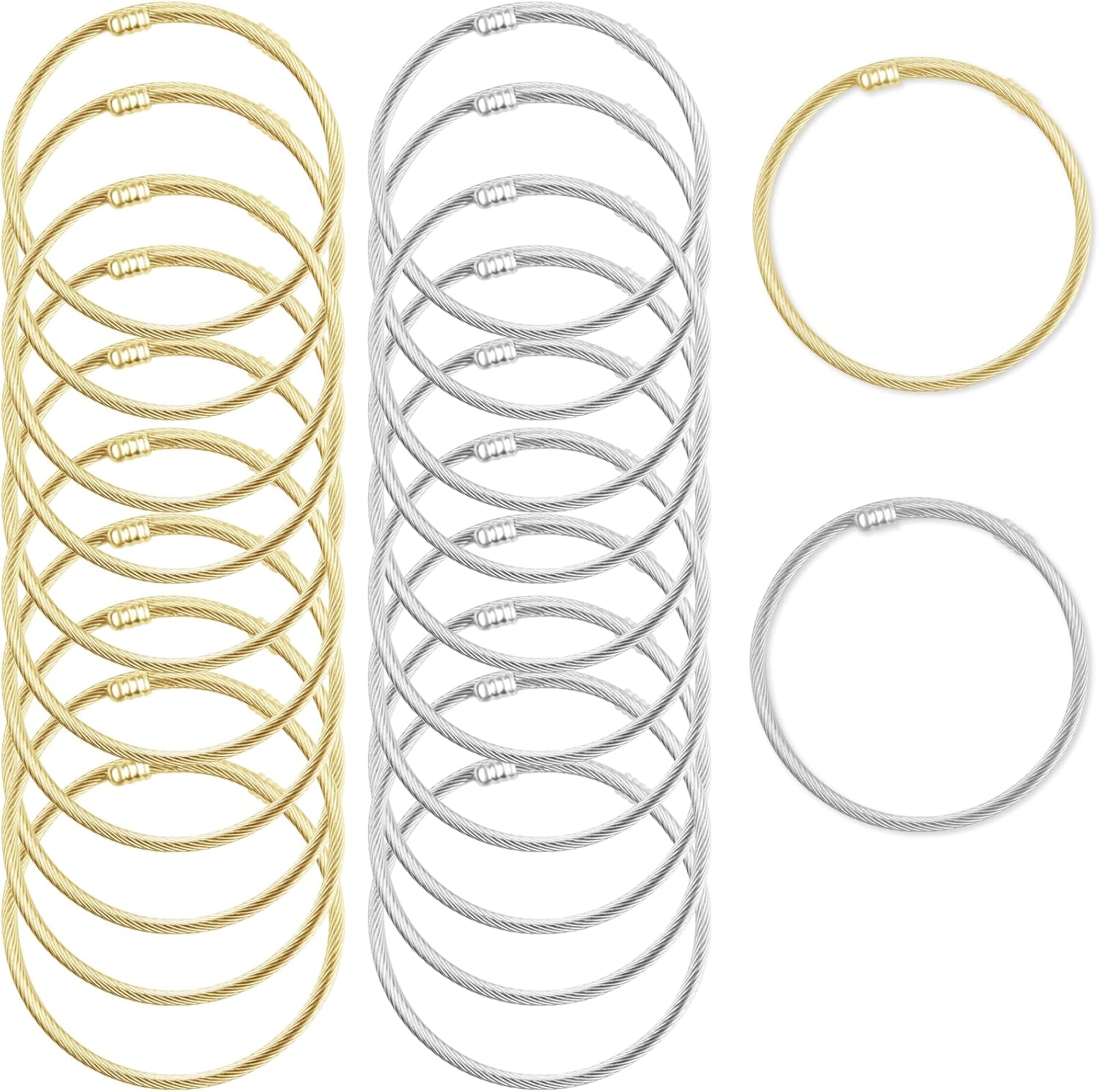Stylish Stainless Steel Bracelet Set for Women - 20 Pcs