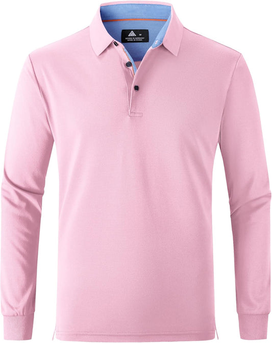 Moisture Wicking Long Sleeve Polo Shirts for Men - Casual Style