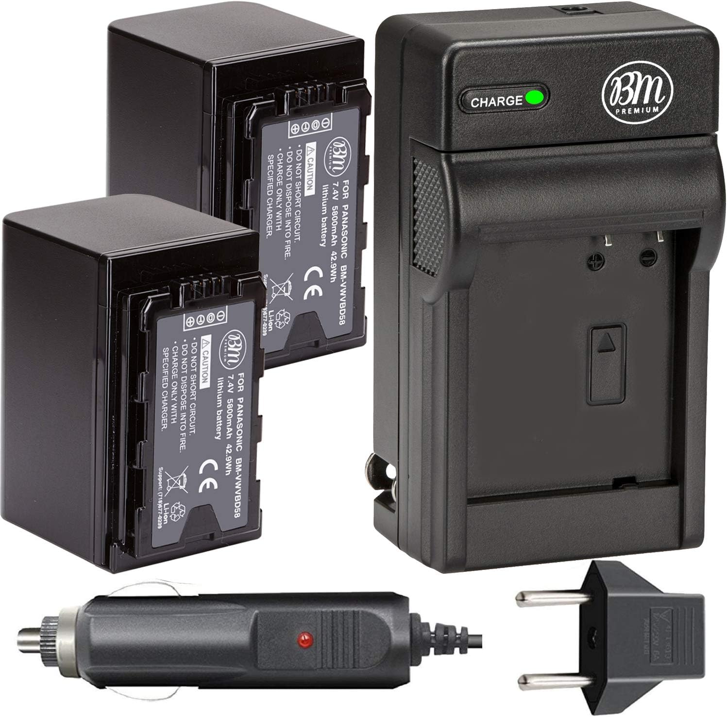 BM Premium VW-VBD58 Batteries and Charger for Panasonic Camcorders