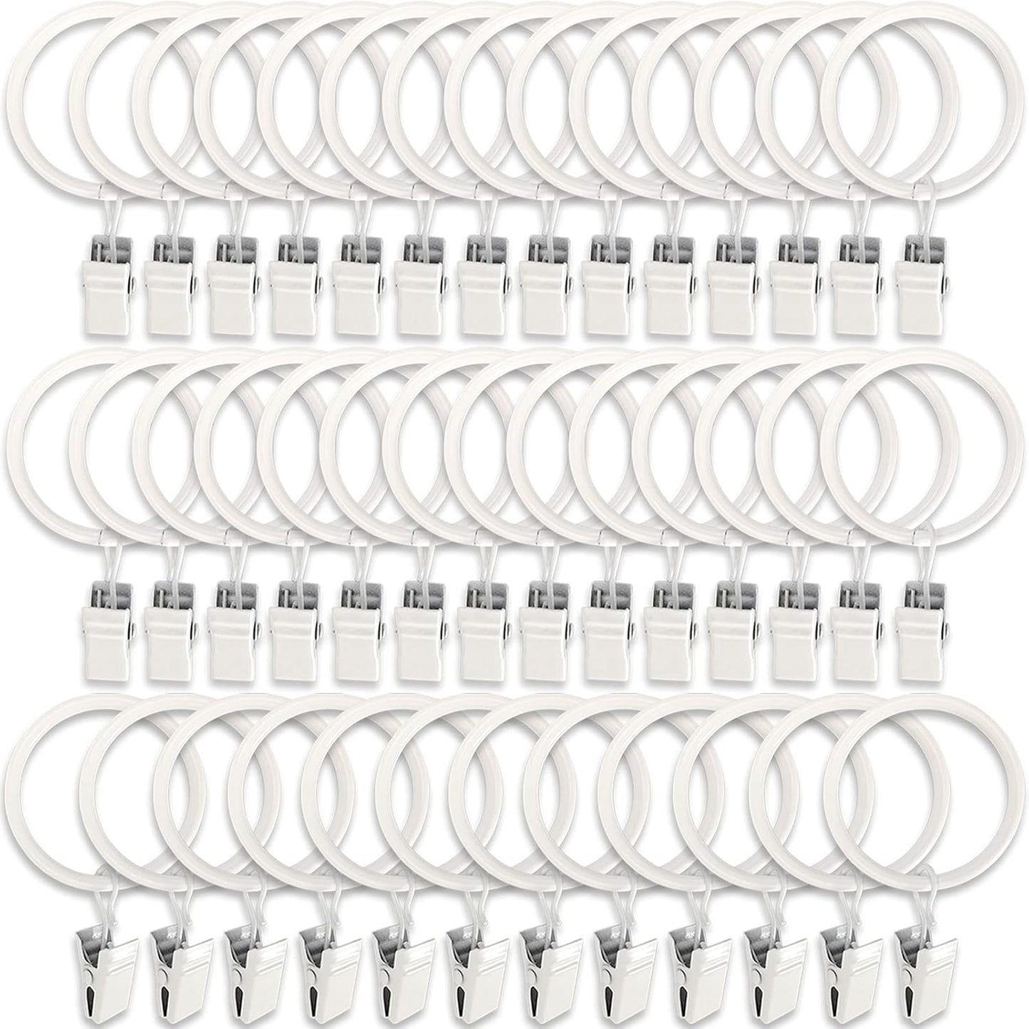 Secure & Stylish White Curtain Rings, 1.5 Diameter