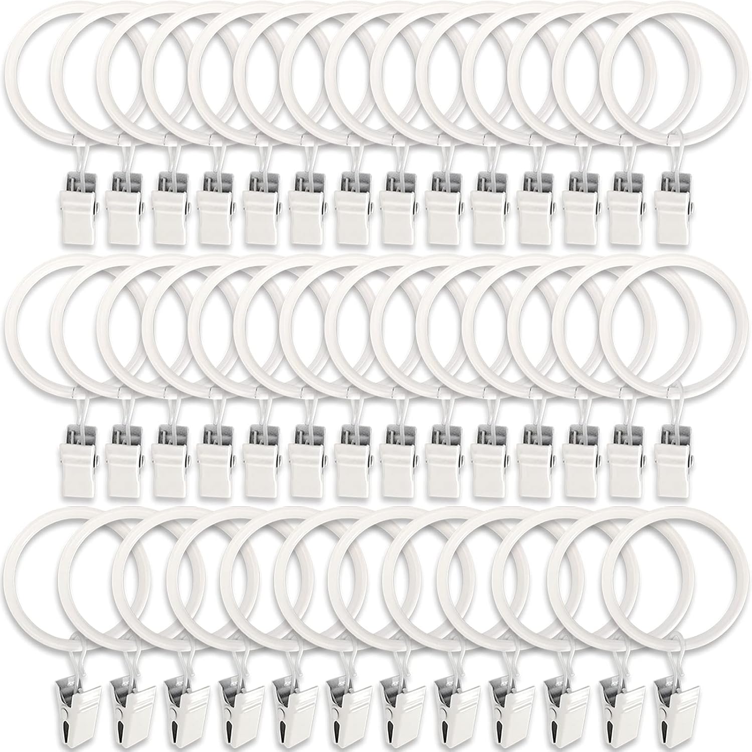 Secure & Stylish White Curtain Rings, 1.5 Diameter