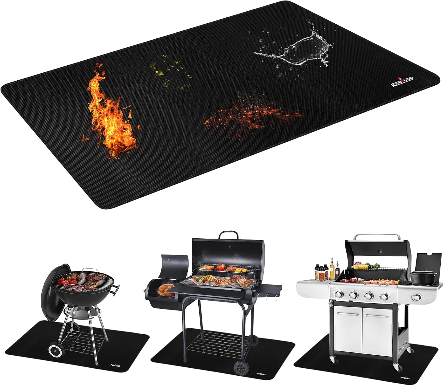 Upgrade 48 x 30 Inch Under Grill Mats for Outdoor Grill Safety